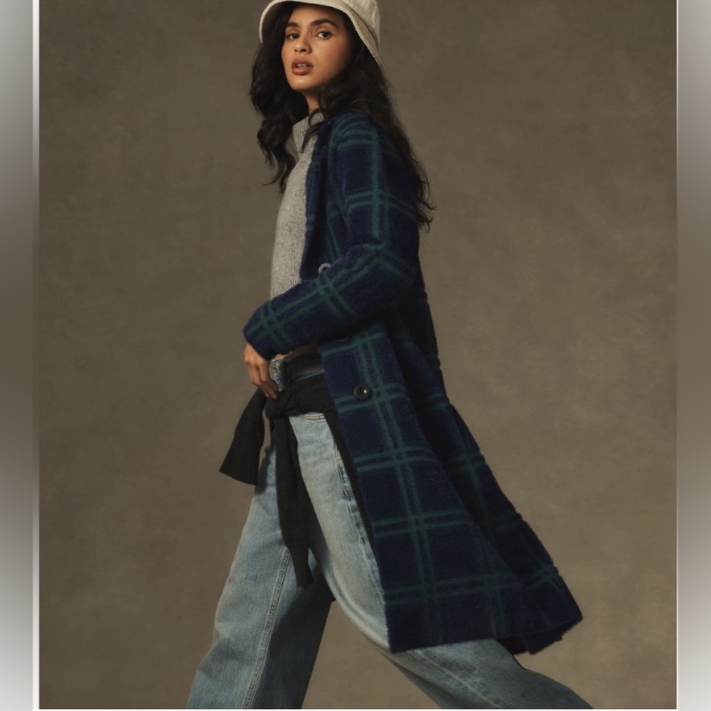NVLT Blue Plaid Long Coat